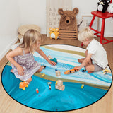 Blue Watercolor Gradient Marble Texture Circular Felt Rugs - LeobonZone