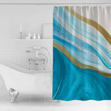 Blue Watercolor Gradient Marble Texture Waterproof Durable Shower Curtain - LeobonZone