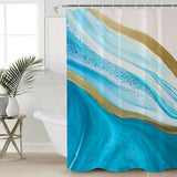 Blue Watercolor Gradient Marble Texture Waterproof Durable Shower Curtain - LeobonZone