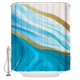 Blue Watercolor Gradient Marble Texture Waterproof Durable Shower Curtain - LeobonZone