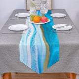 Blue Watercolor Gradient Marble Texture Table Runner Place Mats Sharp Angle - LeobonZone