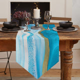 Blue Watercolor Gradient Marble Texture Table Runner Place Mats Sharp Angle - LeobonZone