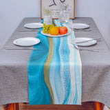 Blue Watercolor Gradient Marble Texture Table Runner Place Mats - LeobonZone