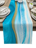 Blue Watercolor Gradient Marble Texture Table Runner Place Mats