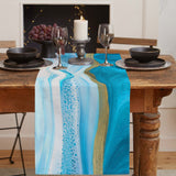 Blue Watercolor Gradient Marble Texture Table Runner Place Mats - LeobonZone