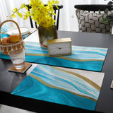 Blue Watercolor Gradient Marble Texture Table Flag And Table Mat Suit - LeobonZone