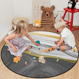 Grey Watercolor Gradient Marble Texture Circular Felt Rugs - LeobonZone