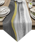 Grey Watercolor Gradient Marble Texture Table Runner Place Mats Sharp Angle - LeobonZone