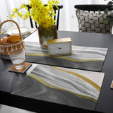 Grey Watercolor Gradient Marble Texture Table Flag And Table Mat Suit - LeobonZone