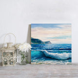 Hand-painted blue ocean waves landscape beach summer art oil painting Canvas painting - LeobonZone