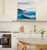 Hand-painted blue ocean waves landscape beach summer art oil painting Canvas painting - LeobonZone