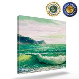 Hand painted green waves landscape beach summer art oil painting Canvas painting - LeobonZone