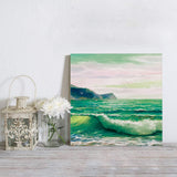 Hand painted green waves landscape beach summer art oil painting Canvas painting - LeobonZone