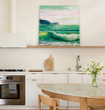 Hand painted green waves landscape beach summer art oil painting Canvas painting - LeobonZone