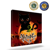 Canvas wall art halloween pumpkin black cat bat autumn Canvas painting