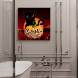 Halloween pumpkin black cat bat autumn Canvas painting - LeobonZone