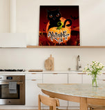 Halloween pumpkin black cat bat autumn Canvas painting - LeobonZone