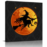 Halloween witch black texture pumpkin bat Canvas painting - LeobonZone