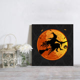 Halloween witch black texture pumpkin bat Canvas painting - LeobonZone