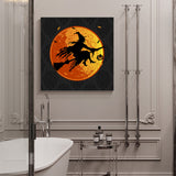 Halloween witch black texture pumpkin bat Canvas painting - LeobonZone