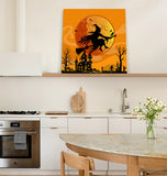 Halloween witch castle pumpkin bat moon crow Canvas painting - LeobonZone