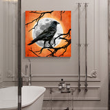 Halloween retro horror moon crow branches Canvas painting - LeobonZone