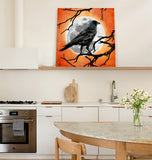 Halloween retro horror moon crow branches Canvas painting - LeobonZone