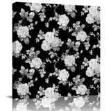 Black and white roses watercolor flowers Canvas painting - LeobonZone