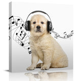 Golden retriever headphone music funny Canvas painting - LeobonZone