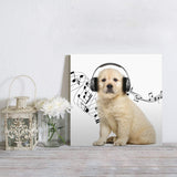 Canvas wall art golden retriever headphone music funny Canvas painting