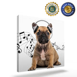 Canvas wall art french bulldog headphones music funny Canvas painting