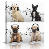 Fighting pug golden retriever headphone music funny Canvas painting - LeobonZone