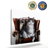 Funny cat retro sofa Canvas painting - LeobonZone