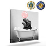 Funny bathtub bulldog pink bubble Canvas painting - LeobonZone