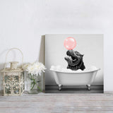 Funny bathtub bulldog pink bubble Canvas painting - LeobonZone