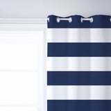 Simple Stripe Navy Blackout Window Curtains - LeobonZone