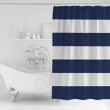 Simple Stripe Navy Waterproof Durable Shower Curtain - LeobonZone