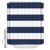 Simple Stripe Navy Waterproof Durable Shower Curtain - LeobonZone