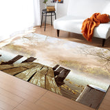 Quiet Wooden Bridge Branches Right Angle Felt Rugs - LeobonZone
