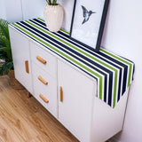 Simple Blue Green Stripe Table Runner Place Mats - LeobonZone