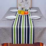 Simple Blue Green Stripe Table Runner Place Mats - LeobonZone
