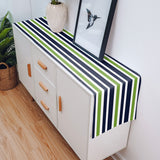 Simple Blue Green Stripe Table Runner Place Mats - LeobonZone