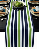 Simple Blue Green Stripe Table Runner Place Mats - LeobonZone