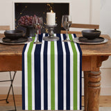 Simple Blue Green Stripe Table Runner Place Mats - LeobonZone