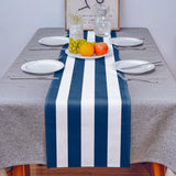 Classic Blue And White Stripe Table Runner Place Mats - LeobonZone