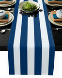 Classic Blue And White Stripe Table Runner Place Mats - LeobonZone