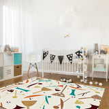 Brown Geometric Cartoon Right Angle Felt Rugs - LeobonZone
