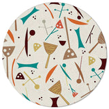 Brown Geometric Cartoon Circular Felt Rugs - LeobonZone