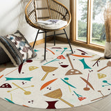 Brown Geometric Cartoon Circular Felt Rugs - LeobonZone