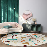 Brown Geometric Cartoon Circular Felt Rugs - LeobonZone